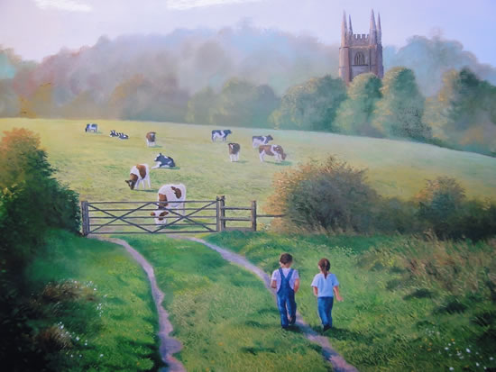 Evening Stroll - Painting in Surrey Art Gallery