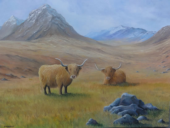 Highland Cattle - Painting in Surrey Art Gallery