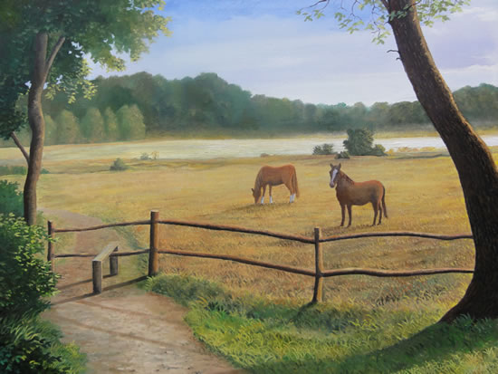 Ponies In Field - Surrey Art Gallery