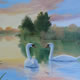 Swans - Painting in Surrey Art Gallery